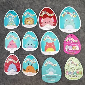 Lot Bundle Of 12 Kellytoy Squishmallows Fold-over Paper Hang Tags TAGS ONLY